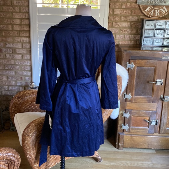 DKNY DONNA KARAN New York PRUSSIAN METAL TRENCH COAT LARGE NEW - Picture 5 of 11